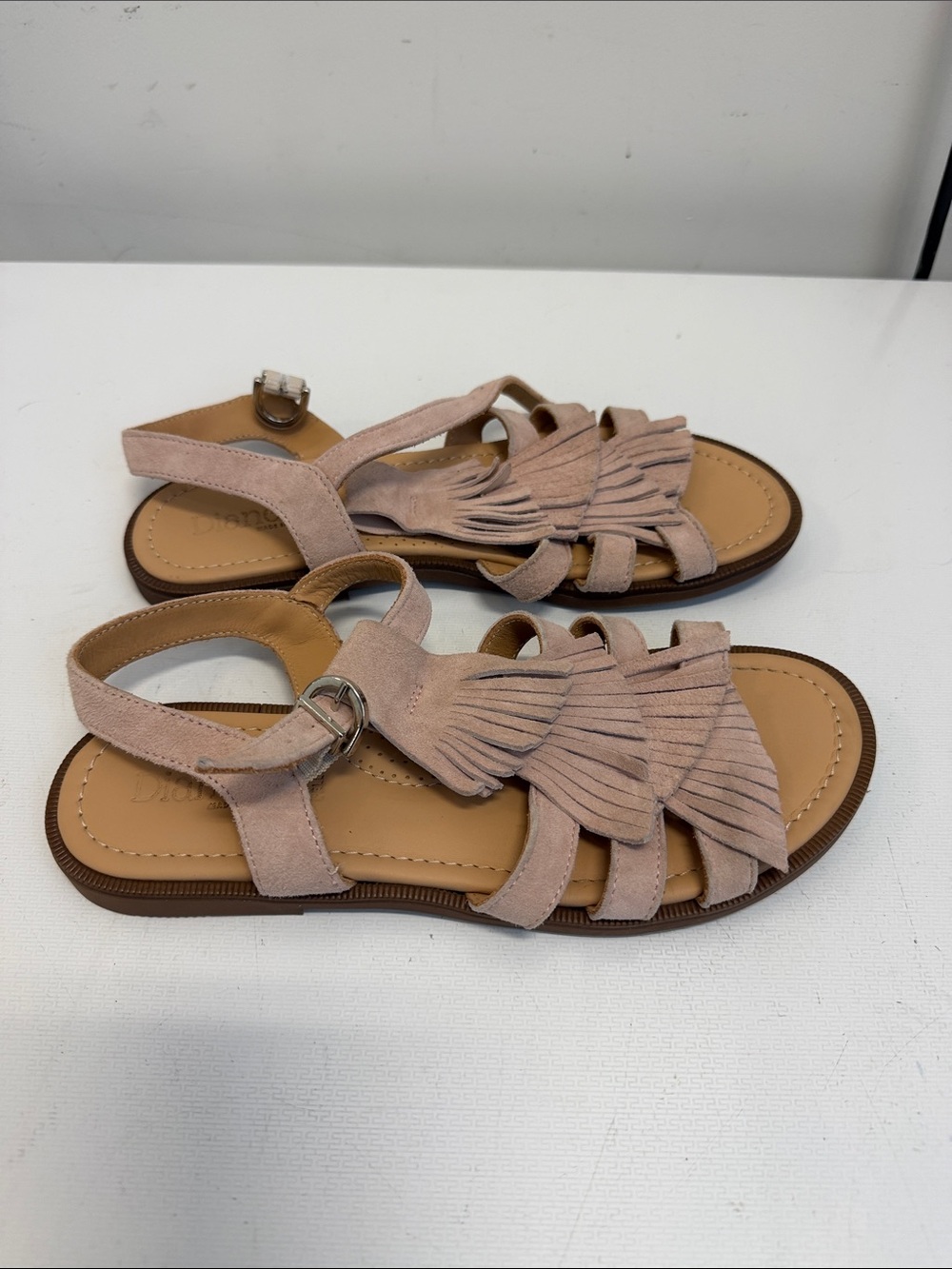 Big girls Pink Suede Fringe Sandals size 4/ 36 Italian worn 2-3 times
